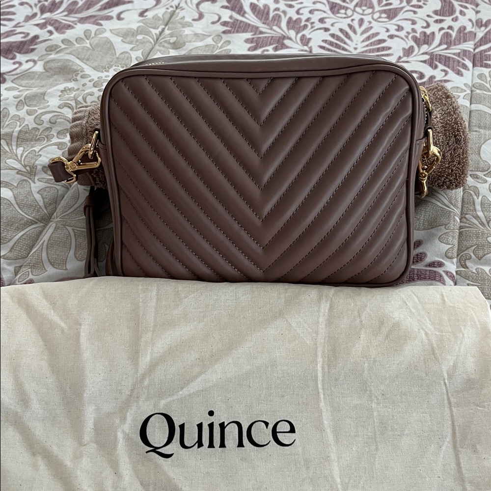 Quince Brown Quilted Crossbody Bag